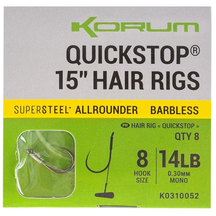 Supersteel Big Fish Quickstop 15” Hair Rigs Barbless